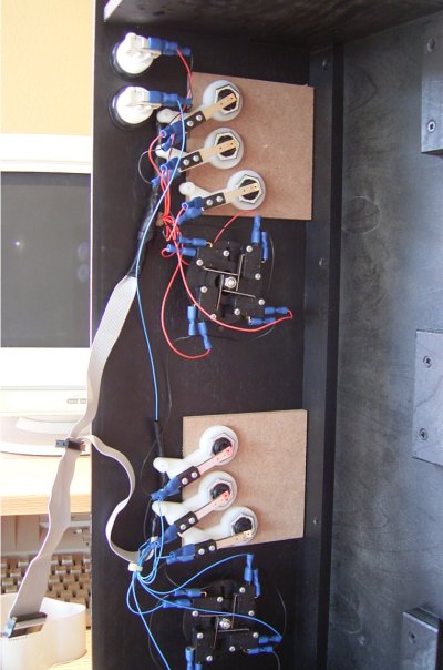 the finished wiring of the two player control panel