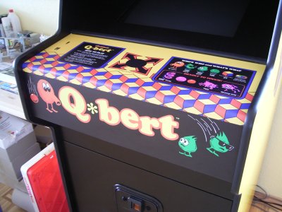 Q*bert control panel overlay made from vinyl