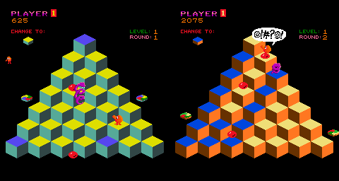 Q*bert level 1 and 2